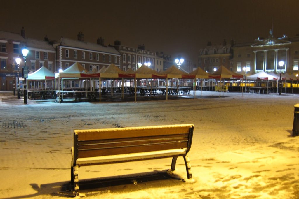 Newark market place in the snow - original photo