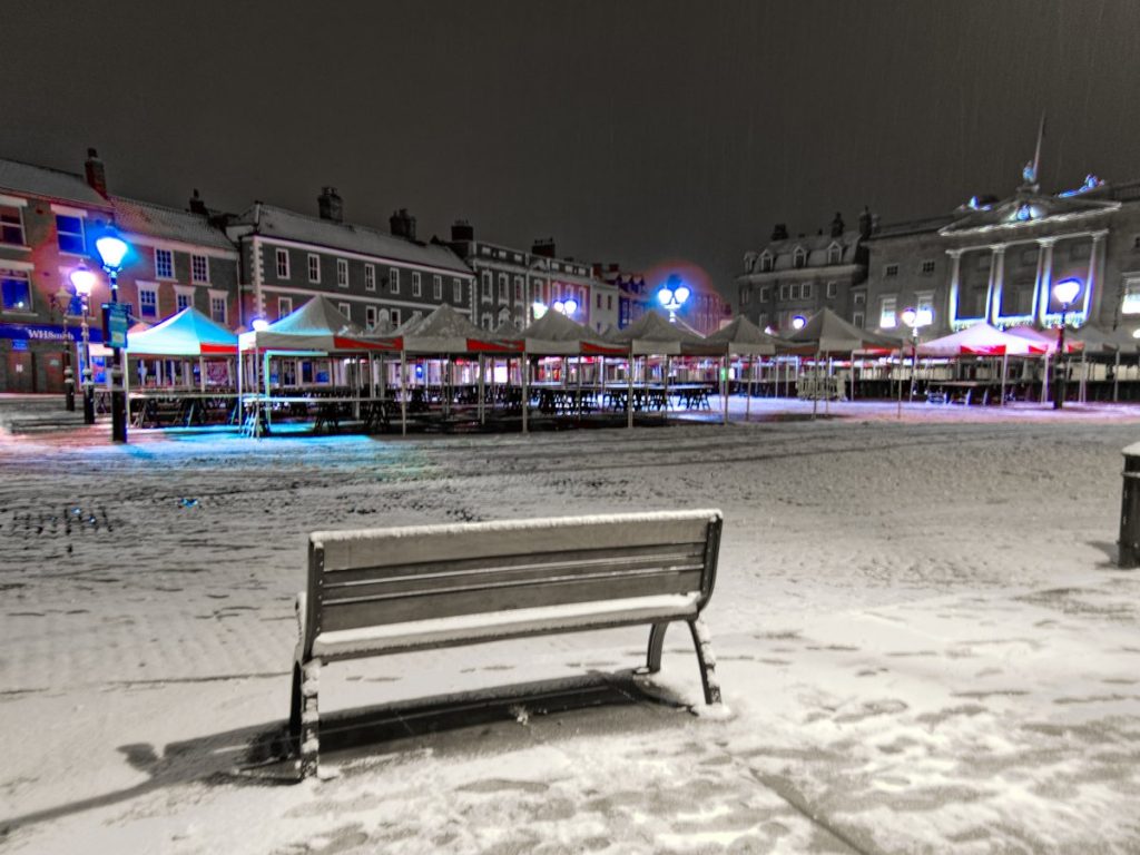 Newark market place in the snow - after Exposure X6