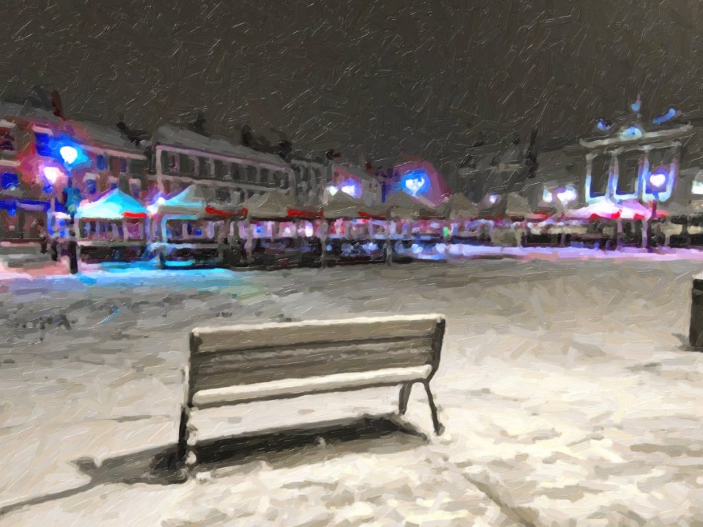 Newark market place in the snow - after Snap Art